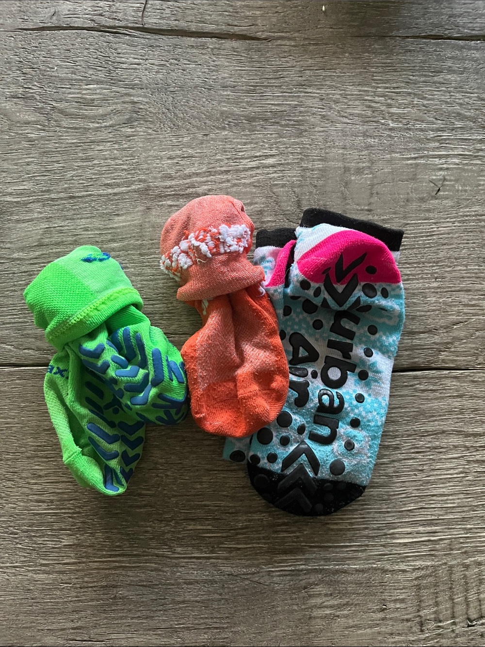 Kids Grippy Socks Trio - Green, Orange & Blue